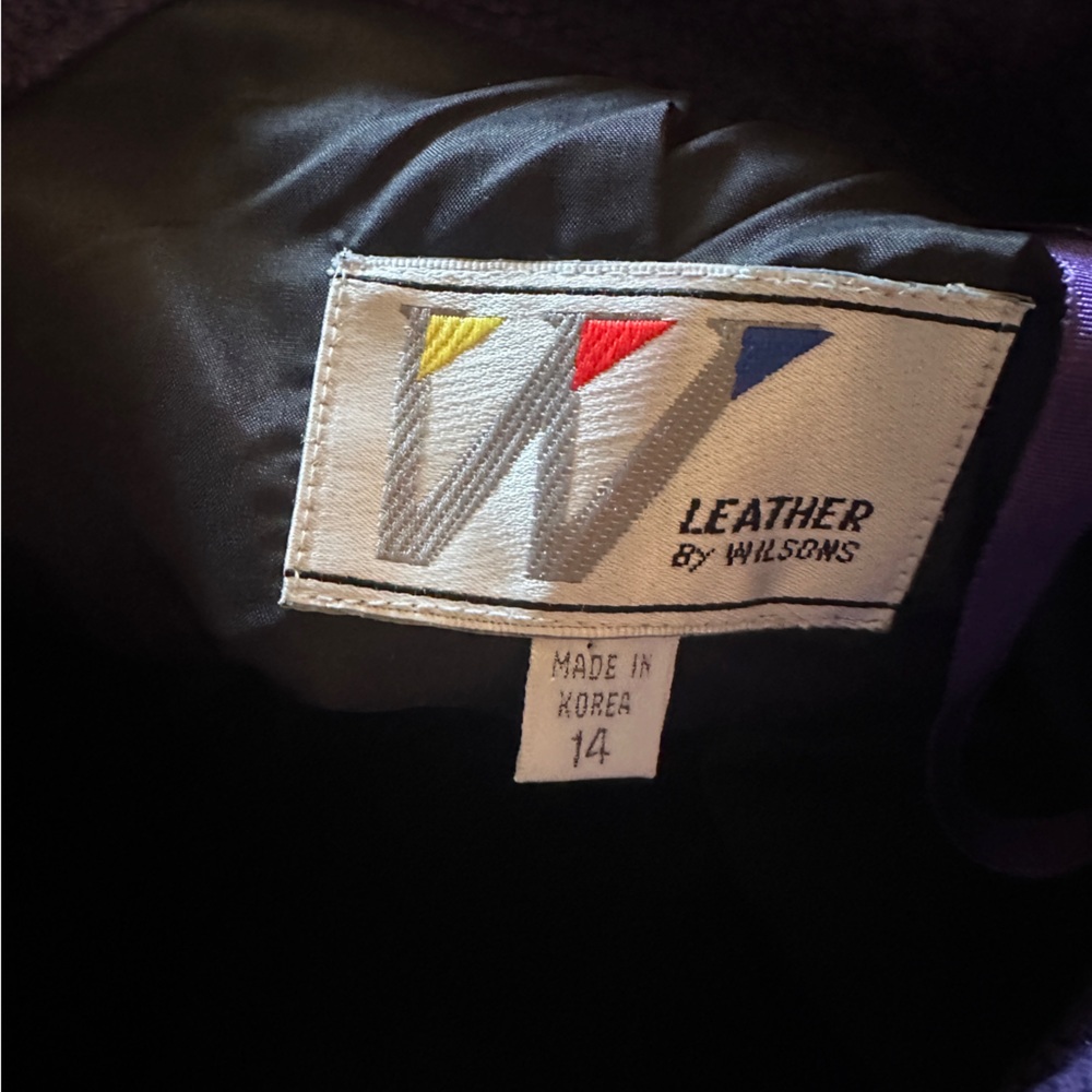 Vintage W by Wilson’s Purple Textured Midi Leather Skirt, Size 14 - Picture 7 of 9